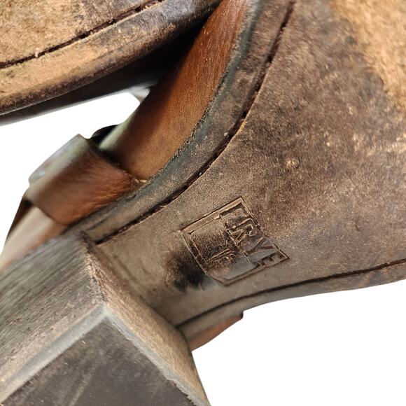 Frye Womens Tabitha Harness Ankle Boots Size 6.5 Cognac Brown Leather Western - Picture 13 of 14